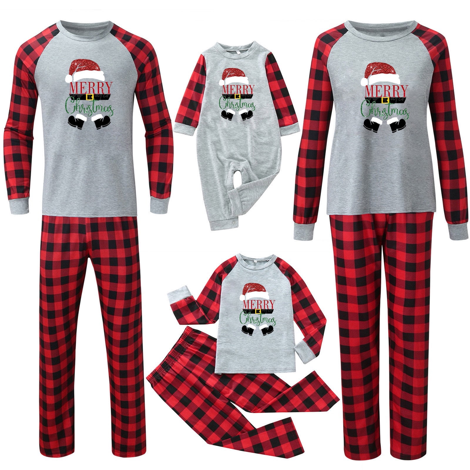Vestitiy 2024 Family Matching Christmas Pajamas Set Crew Neck Long