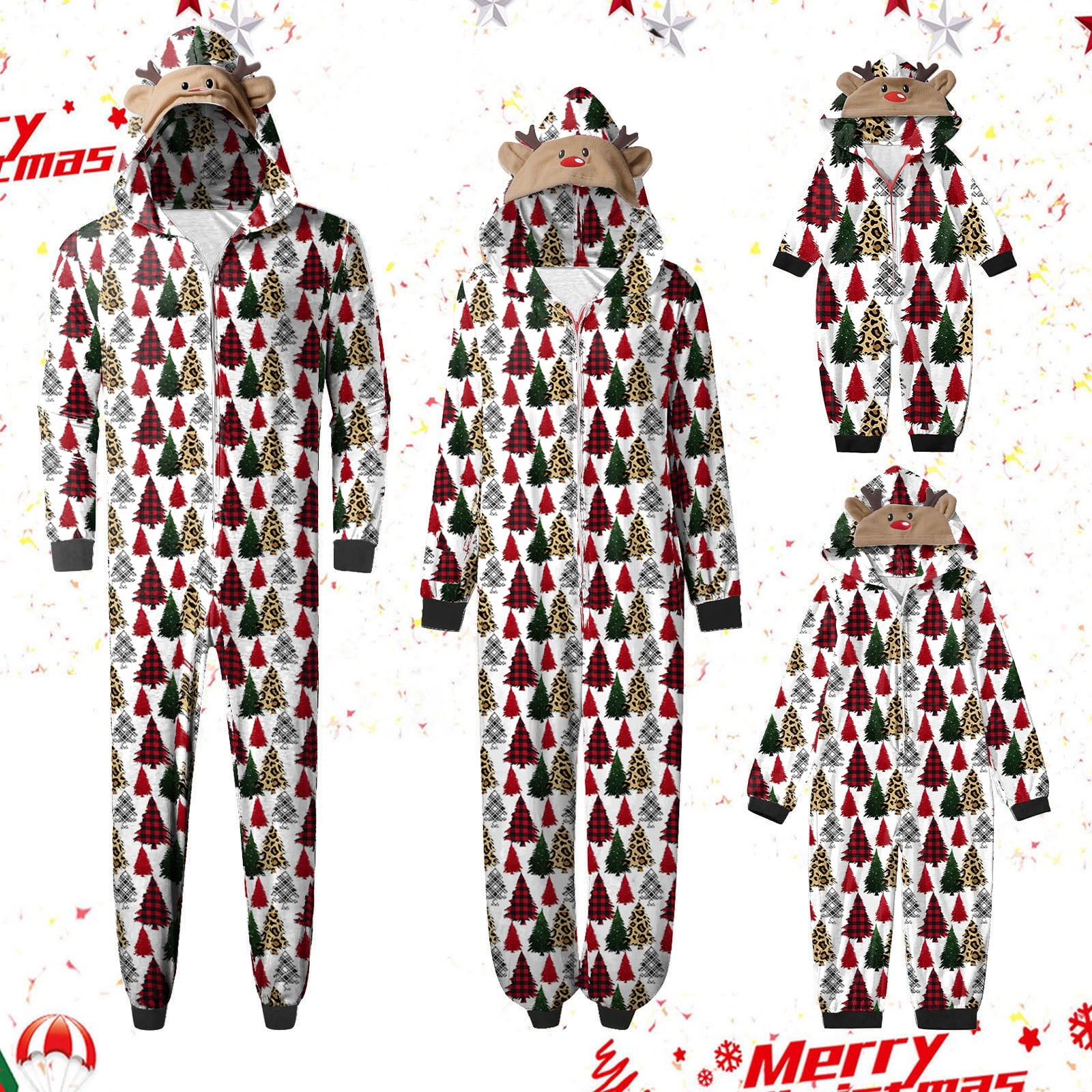 Vestitiy 2024 Matching Family Christmas Union Suit Pajama Set Crew Neck