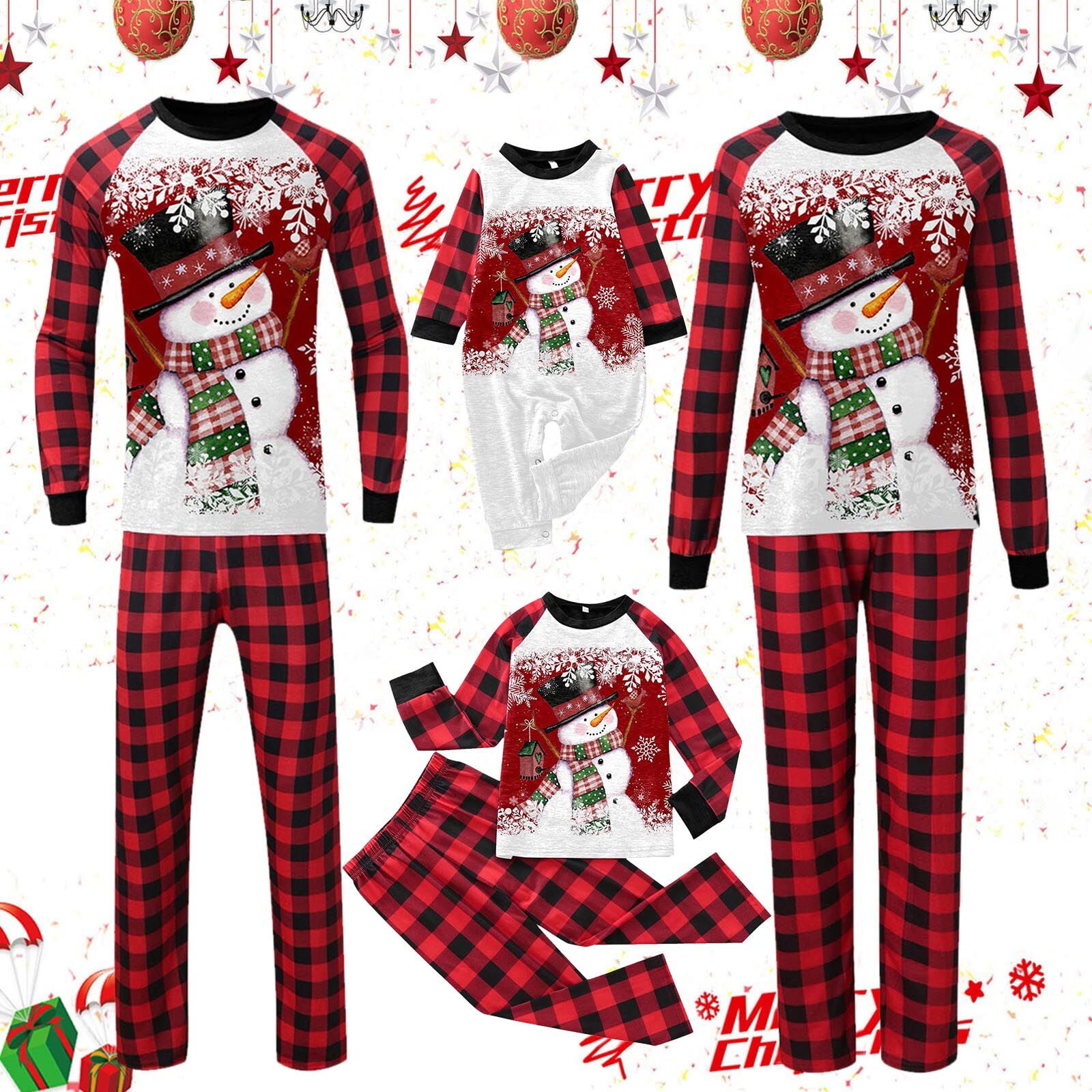 Vestitiy 2024 Matching Family Pajamas Sleepwear Set Crew Neck Long