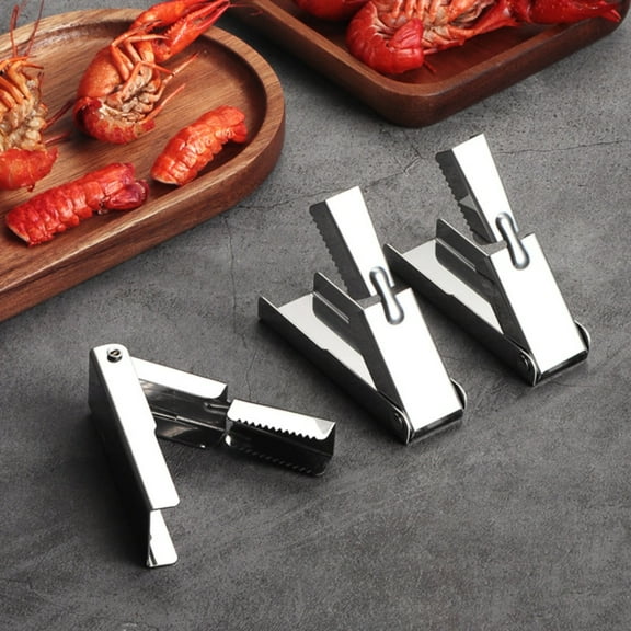 Vestitiy 2PC Crawfish Peeler Tool,Stainless Steel Tail Remover Portable Sheller Protecting Nails and Keeping Fingers Clean,Fast Crayfish Shelling Device,Easily Peeling Shrimp,Clear,2.76*0.82 Inch