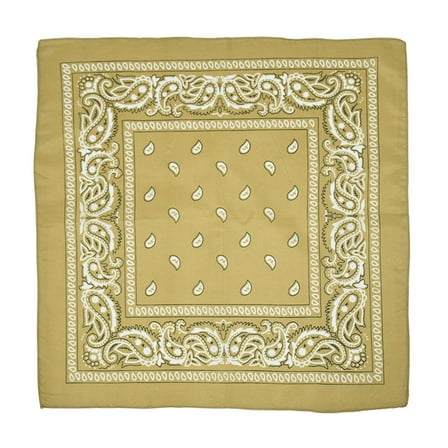 Vestitiy Fine Bandanas 100% Cotton Fine thick bandanas /scarves for Men & Women Paisley printed,Beige,21.3*21.3 Inch