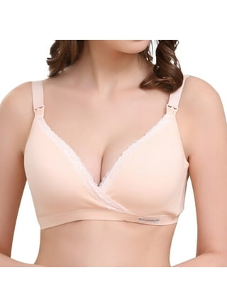 BIMEI See Through Bra Mastectomy Lingerie Bra Silicone Breast Forms  Prosthesis Pocket Bra with Steel Ring 9008,Beige,34D 