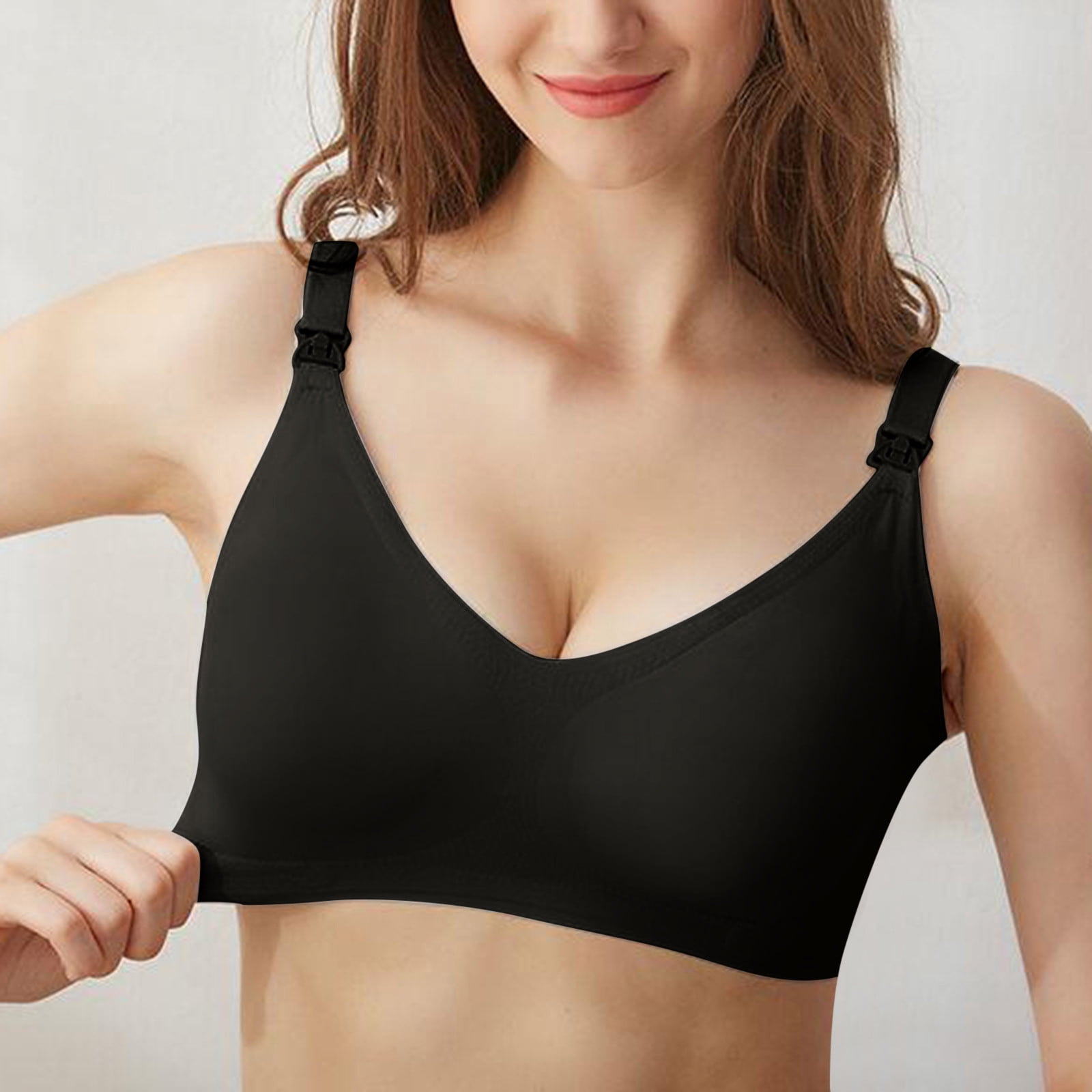 Entyinea Women's Maternity Nursing Bra Maternity Bralette Breastfeeding Cotton Pregnancy Bras Beige 44