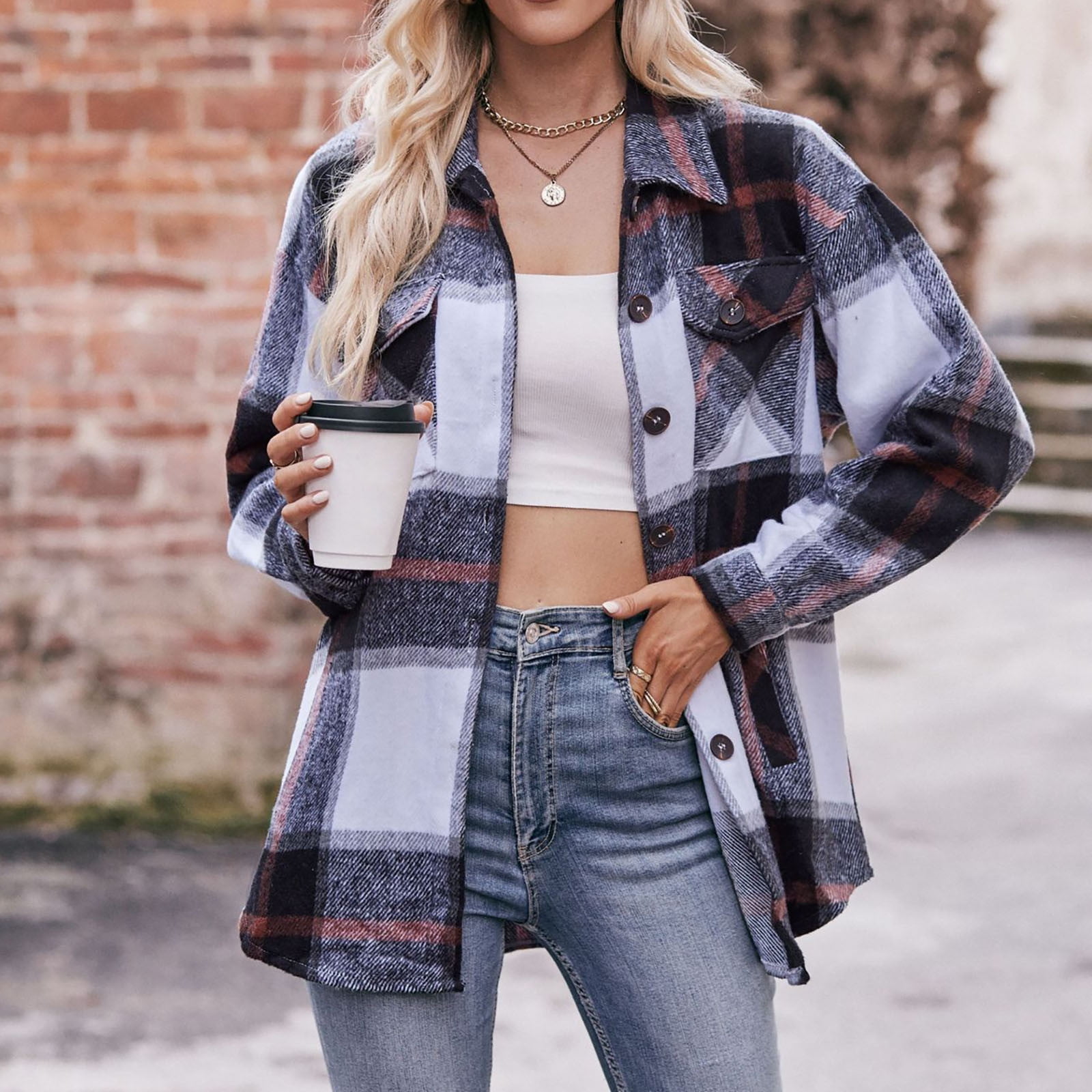 Boyfriend Style Flannel Shirts Womens Flannel Shirt Eytino Plus