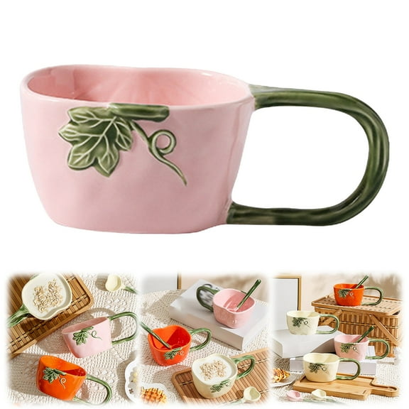 Vestitly 1 Pack Pumpkin Ceramic Coffee Mug Set With Large Handle Design For Coffee Tea More Present For Friends Family Easy To Maintain Glass&Bottle