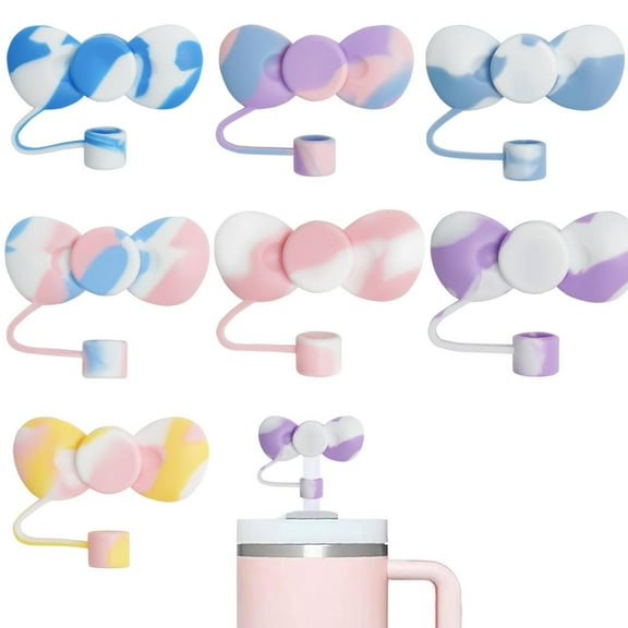 Vestitly 3 Pcs Cute Bow Covers Cap Toppers Tips Compatible With 40/30 Oz Tumbler Cups Reusable Cute Silicone Lids Protectors For 0.4 In/10mm Ley Cups Accessories