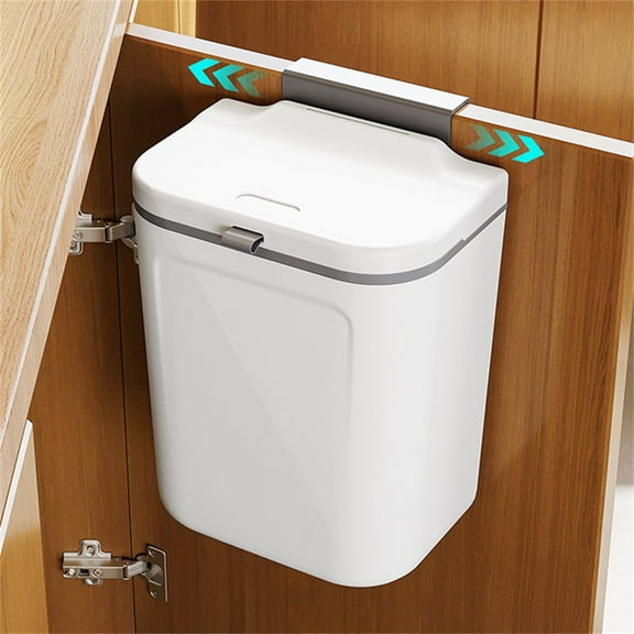 Vestitly 9L Wall Mounted Trash Can White Large Capacity Saving Sturdy Stylish Design Hanging Garbage Can With Lid For Home Kitchen