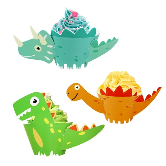 Vestitly Bakeware Animals Cupcake Wrappers Funny Dinosaur Cake Decrorations For Kids Boys Birthday