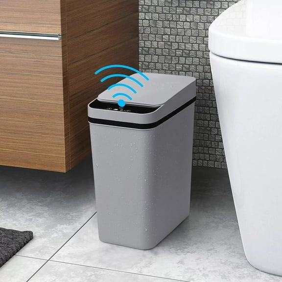 Vestitly Bathroom Smart Touchless Trash Can 2.2 Gallon Automatic Motion Sensor Rubbish Can With Lid Electric Narrow Small Garbage For Kitchen Living Room Toilet Bedroom