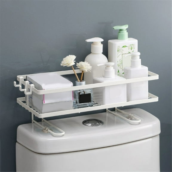 Vestitly Bathroom Over The Toilet Storage Shelf With Hook Black Mesh Bracket Shelves Compact Design No Drilling No Screw Rack For Small Space Savers SIMPLE PROJECT Rack