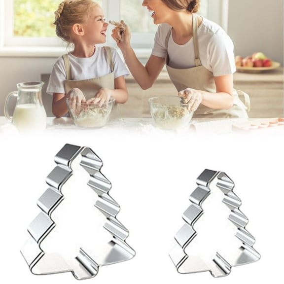 Vestitly Christmas Tree Cookie Cutter Set 2 Piece Christmas Tree Cookie Cutter Set With Recipe Booklet Perfect For Christmas Decoration DIY Gift Home Children Baking Tools