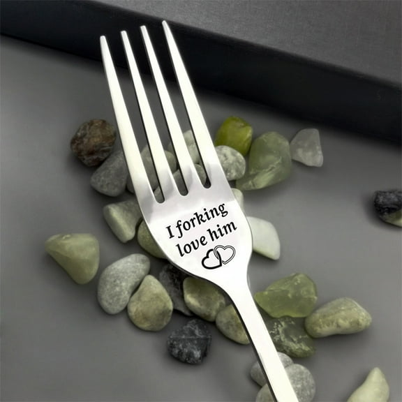 Vestitly Disposable Tableware OrganizerValentine Gift Tableware Engraved Fork Best Present For Husband Madam Family And Friends Tableware Printing Stainless Steel Fork