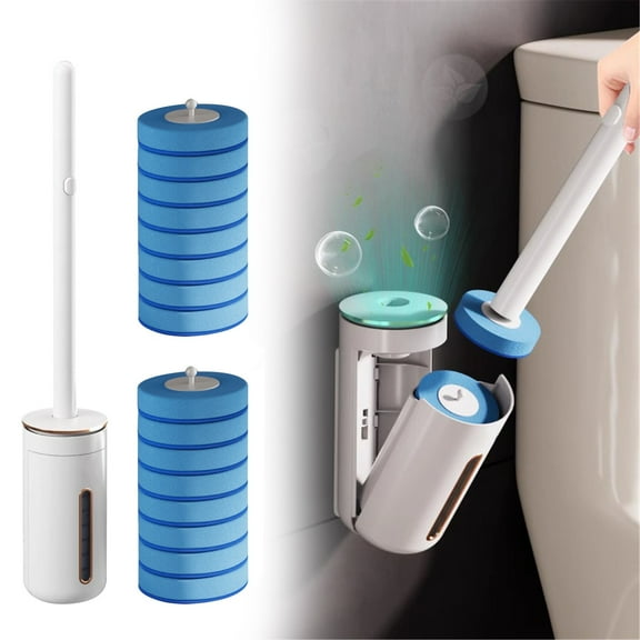 Vestitly Disposable Toilet Bowl Brush With Toilte Wand Toilet Bowl Cleaner Toilet Cleaning System Kit