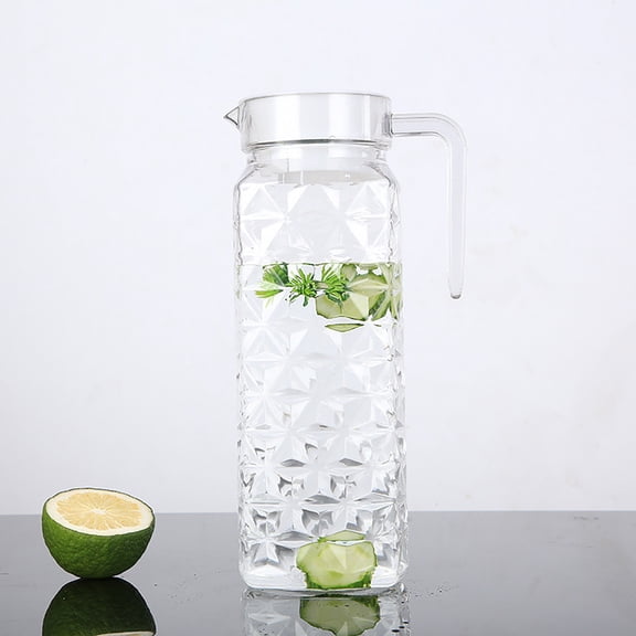 Vestitly Drink Dispenser for Fridge 1.1L Beverage Pitcher Hot Cold Pitcher Iced Tea Spout Cold Water Pitcher With Handle Indoor Outdoor PC And Lid Cafe Juice Jug,White,3.34*9.64 Inch