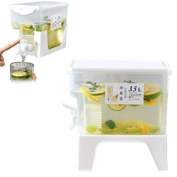 Vestitly Drink Organizer for Fridge Beverage Dispenser With Leak Spigot And Lid Adjustable Height Punch Dispensers Perfect For Parties Plastic Juice Large Capacity,Clear,9.84*4.92*10.04 Inch