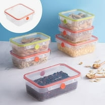 Vestitly Fresh Keeping Film Storage BoxUltra Seal 1 Cup Rectangle Airtight Food Storage Container Latching Lid Microwave And Dishwasher Clear With Blue Gasket ，VT=570ml/1150ml