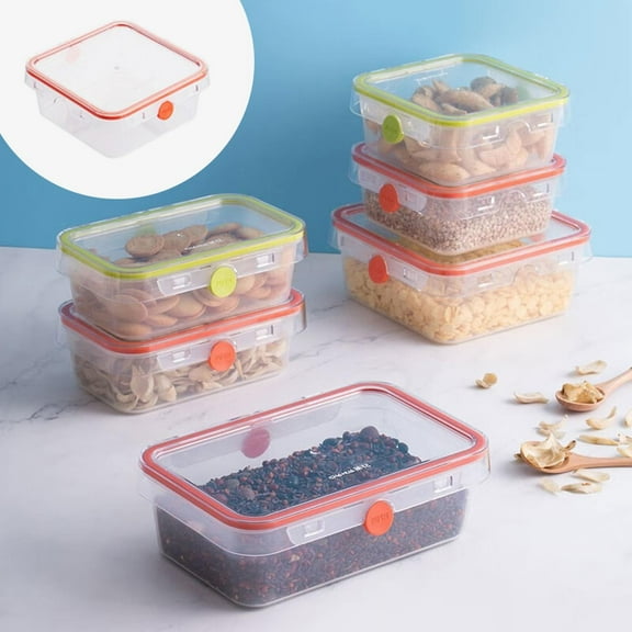 Vestitly Fresh Keeping Film Storage BoxUltra Seal 1 Cup Rectangle Airtight Food Storage Container Latching Lid Microwave And Dishwasher Clear With Blue Gasket ，VT=570ml/1150ml