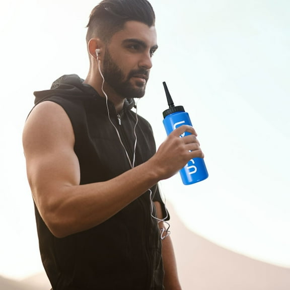 Vestitly Glass&Bottle 1L Sports Water Bottle With Long Letters Design Large Capacity Leak Proof Baseball Gym Water Bottle