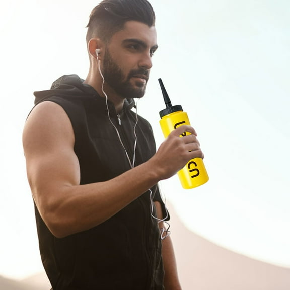 Vestitly Glass&Bottle 1L Sports Water Bottle With Long Letters Design Large Capacity Leak Proof Baseball Gym Water Bottle