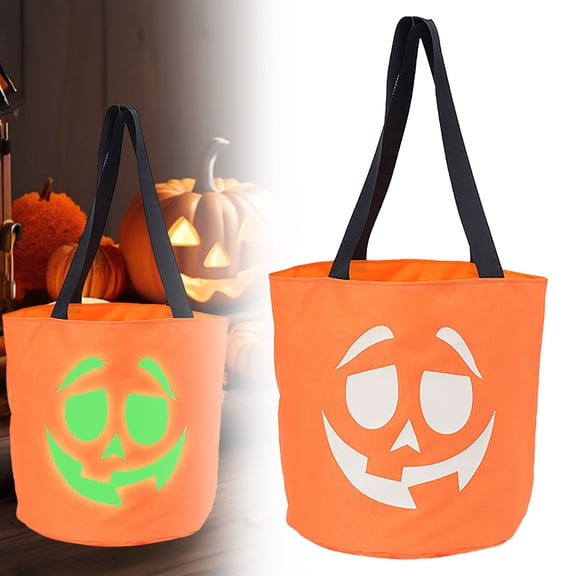 Vestitly Glowing Halloween Basket Pumpkin Bucket Multi Purpose Trick Or Candy Bag Halloween Decoration. As A Halloween Communication Center And Event Decoration Work.
