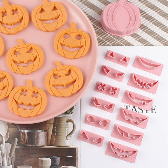 Vestitly Halloween CookieMold Cake Baking Fondant Household 3D Cookie Stamp Stamping Hollow Pumpkin Head
