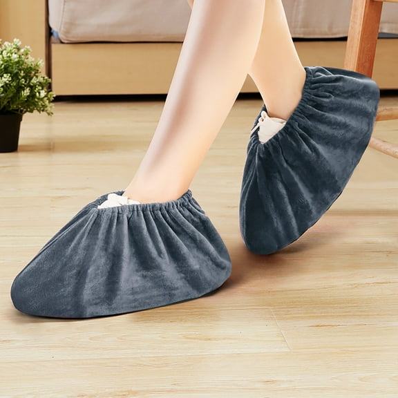 Vestitly Indoor Flannel Shoe Covers Can Be Washed And Reused, Thickened, Non-Slip, Wear-Resistant, Sound-Absorbing And Warm Shoe Covers E-Elegant Gray