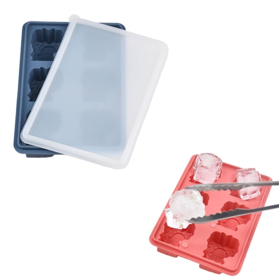 Vestitly Lio Shaped Ice Cube Trays 3D Ice Cube Easy To Release For Brandy Coffee And Juice Beveragess For Hot Summer And Parties Ice Cube Mold