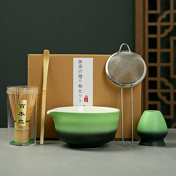 Vestitly Matcha Making Kit Matcha Tea Set with Whisk Ceramic Bowl & Holder for Traditional Japanese Tea,Green