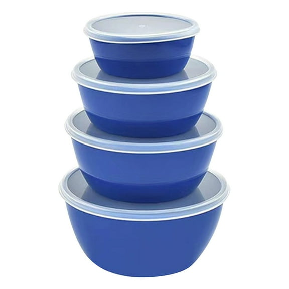 Vestitly Mixing Bowls With Lids Set Multi Use Stackable Airtight Storage Containers Salad Bowls With Lids Microwave & Dishwasher Meal Prep Container Set Of 4,Blue1,4.1*1.6+5.2*2+5.8*2.6+6.4*3 Inch