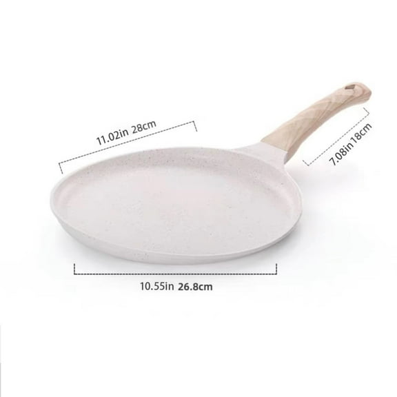 Vestitly Nonstick Crepe Pan With Spreader 11.4 Inch Natural Ceramic Coating Dosa Pan Pancake Flat Skillet Tawa Griddle With Stay Cool Handle Induction Compatible PFOA (White) Non-Stick Pan