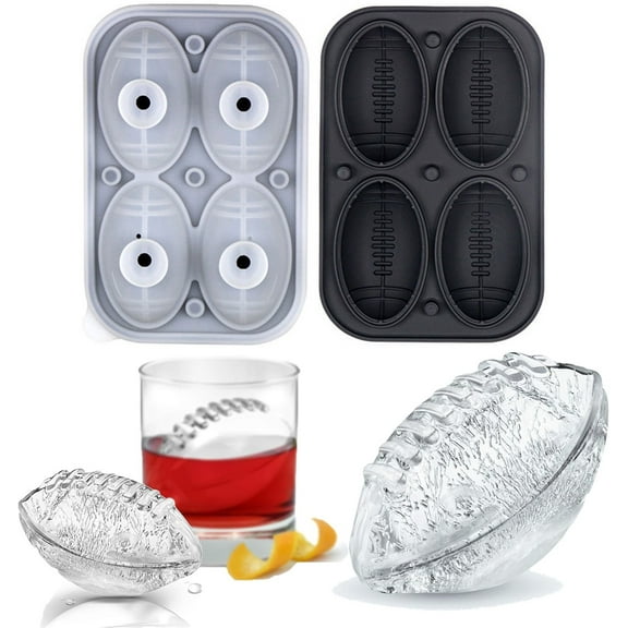 Vestitly Silicone Ice Cube Moulds Set Sphere Giant Ice Maker With Lid Easy To Release Large Football/Basketball/Rugby Ice Cube Trays For Whiskey Cocktails Baby Food
