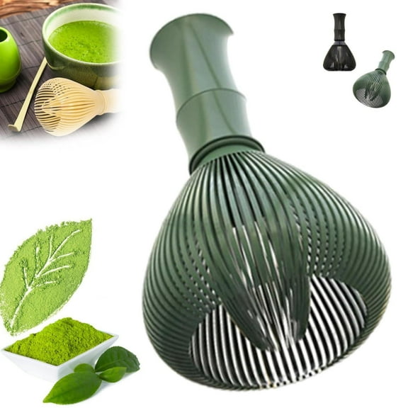 Vestitly Silicone Matcha Whisk,Reusable Plastic Dishwasher Matcha Stirrer Tools with Whisk Holder,Green,4.61*2.17 inch