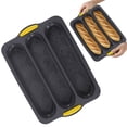thumbnail image 1 of Vestitly 3-Cavity Silicone French Bread Baking Pan | Non-Stick Perforated Baguette Mold for Homemade Bread, Sandwich Loaves & Buns, 1 of 8