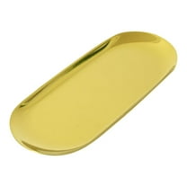 Vestitly Stainless Steel Decorative Tray Jewelry Dish Cosmetics Organizer Bathroom Clutter Serving Platter Small Storage Tray Oval Rack