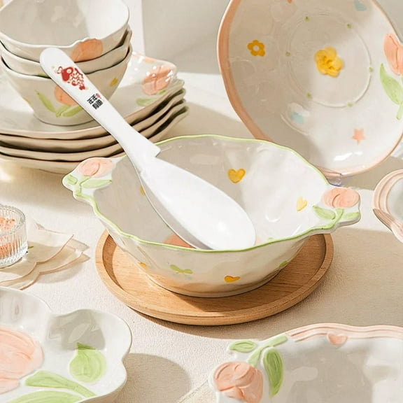 Vestitly Tableware Non Slip Bowl Spoon Non Slip Stay Put Spoon Deep Oval Hook Non Slip Spoons Asian/Japanese/Chinese Soup Spoon Rice Spoon Ramen Soup Spoons Soup Spoons Notch And Hook Style