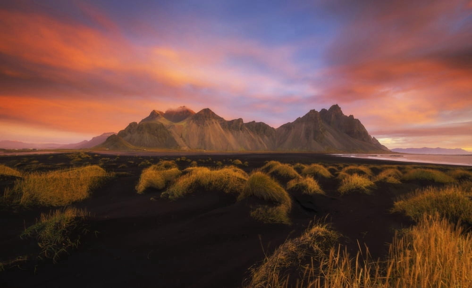 Vestrahorn at sunrise near the town of Hofn in southeastern Iceland Iceland Canvas Art - Robert Postma Design Pics (19 x 12)