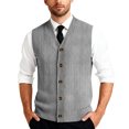 thumbnail image 1 of Vests for Men Cable Knit V-Neck Sleeveless Sweater Button Down Cardigan Fall Winter Business Casual Light Gray 5XL, 1 of 7