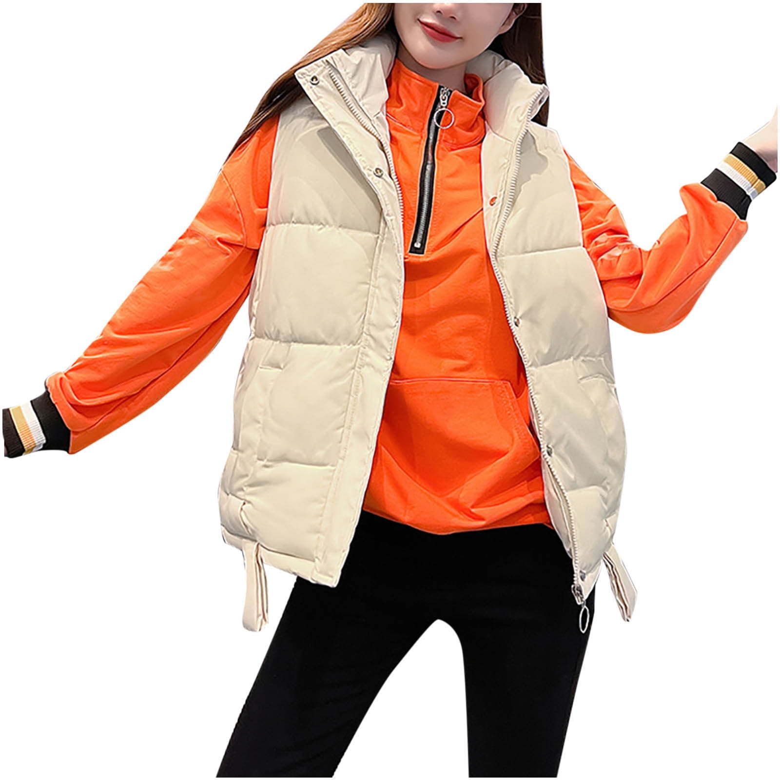 Autumn Winter Women's Shiny Puffer Jacket Vest Solid Casual Ladies  Sleeveless Jacket Zipper Stand Collar Waistcoat Female