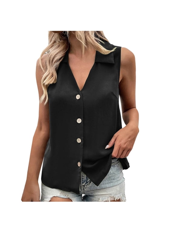 Vests for Women,Vest for Women, Color Loose Sleeveless Button V-Neck Vest,Womens Vests Fashion Casual