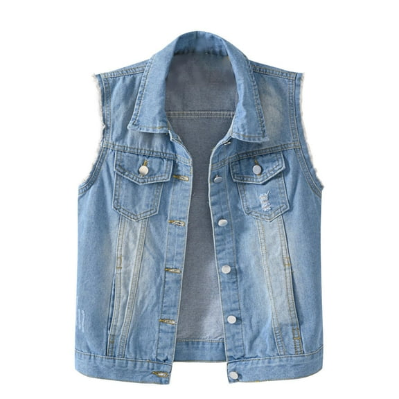 Vests for Women Women Solid Color Versatile Versatile Casual V-Neck Denim Tank Top and Camisole Jacket
