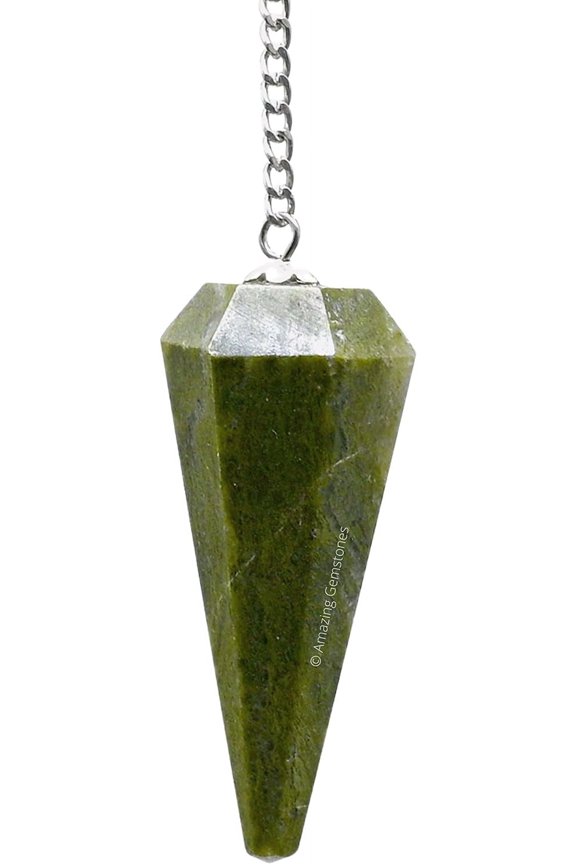 Vesuvianite Crystal Pendulum Dowsing Reiki Hexagonal Points
