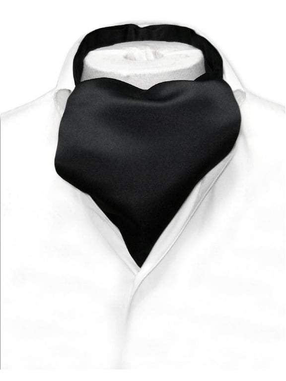 ASCOT Solid BLACK Color Cravat Men's Neck Tie