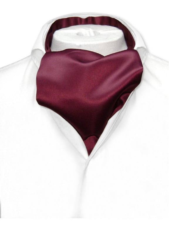 ASCOT Solid BURGUNDY Color Cravat Men's Neck Tie