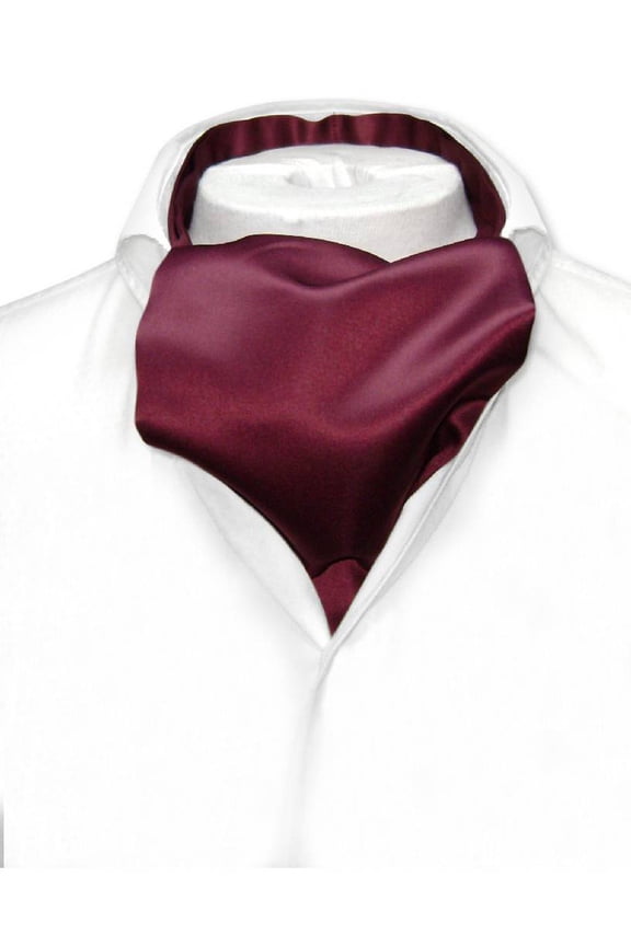 ASCOT Solid BURGUNDY Color Cravat Men's Neck Tie