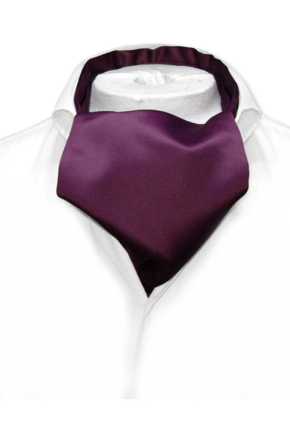 ASCOT Solid EGGPLANT PURPLE Color Cravat Men's Neck Tie