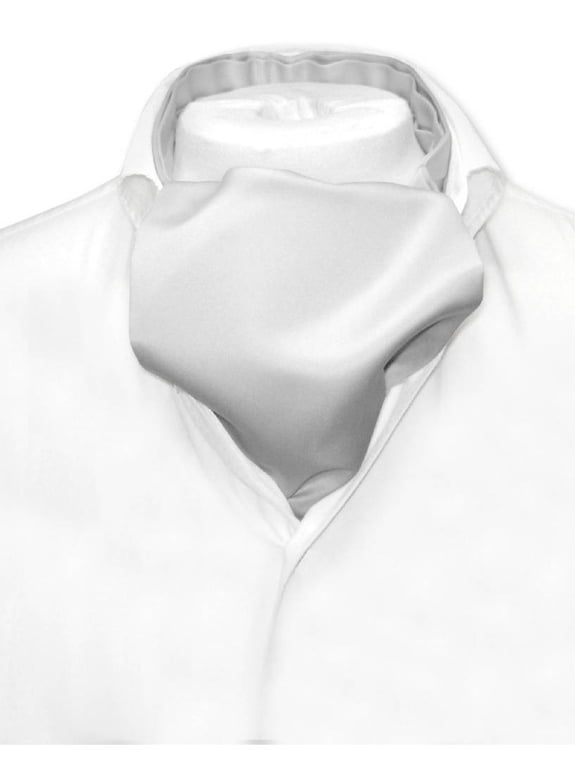 ASCOT Solid SILVER GREY Color Cravat Gray Men's Neck Tie