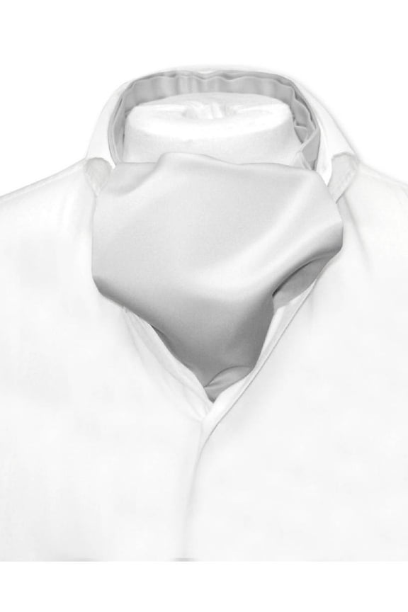 ASCOT Solid SILVER GREY Color Cravat Gray Men's Neck Tie