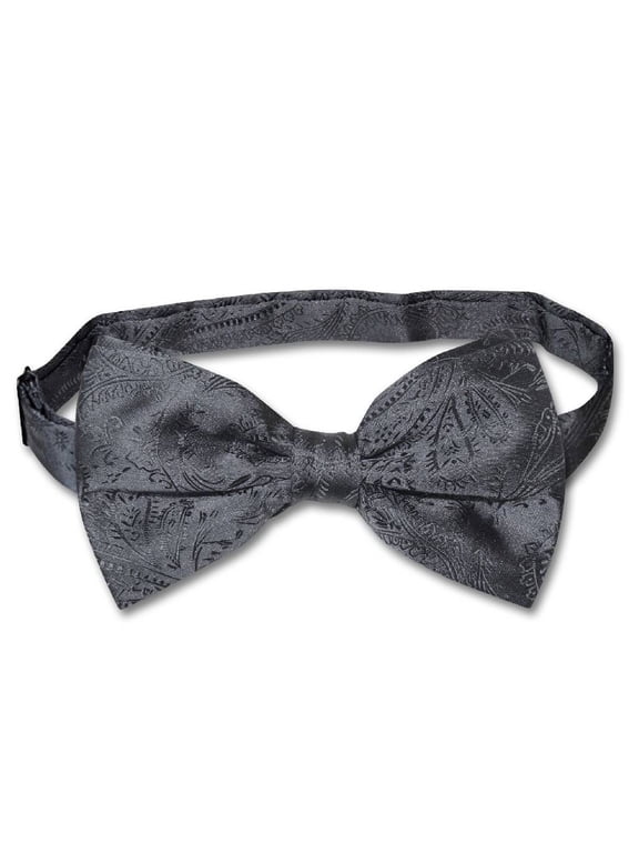 BOWTIE CHARCOAL GREY Color Paisley Men's Dark Gray Bow Tie
