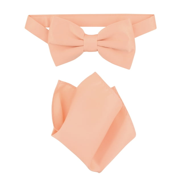 Vesuvio Napoli BowTie Solid Peach Color Mens Bow Tie & Handkerchief