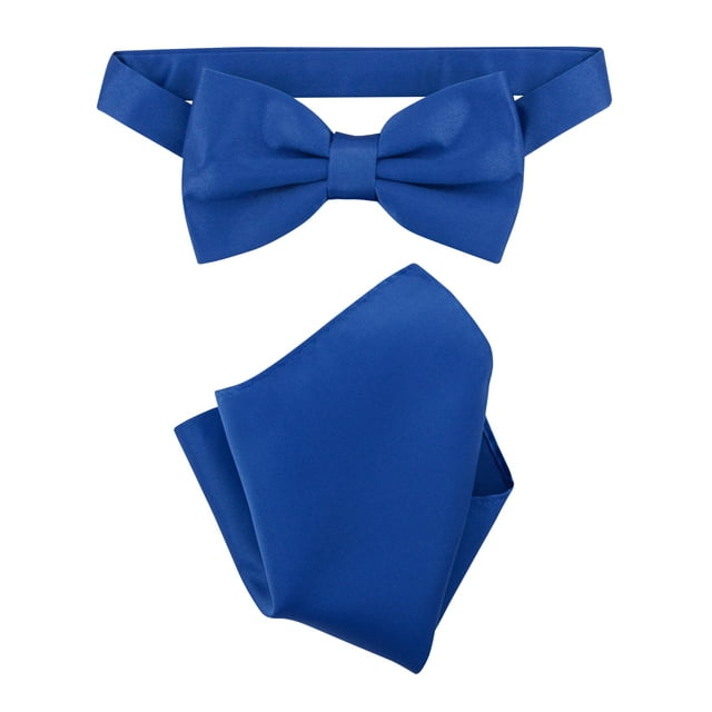 Vesuvio Napoli BowTie Solid Royal Blue Color Mens Bow Tie & Handkerchief